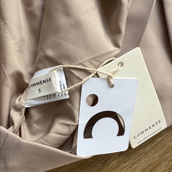 Commense Strapless pocket front Fit and Flare structured Beige Tan Mini Dress S - Picture 9 of 9